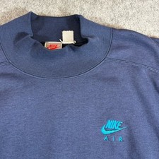 Vtg 90s Nike Air Sweatshirt Mens XL Blue Swoosh Mock Neck Pullover Faded 90s