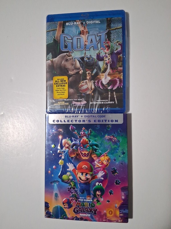 2 ANIMATED BLU-RAY MOVIES, GOAT + THE SUPER MARIO GALAXY MOVIE BLU-RAYS