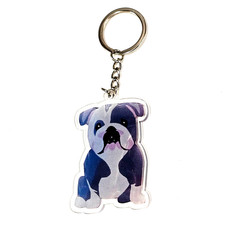 Bulldog Dog Keychain Cute Puppy Charm Gift Bag Pendant Accessory