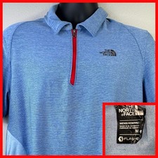 The North Face Mens FlashDry Polo Shirt Blue Heathered Short Sleeve M