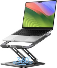 Adjustable Laptop Stand, Computer Stand with 360 Rotating Base, Ergonomic Black