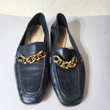 Clarks Black Leather Loafers with Tortoiseshell Chain