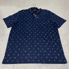 NWT TRAVIS MATHEW MENS GOLF POLO SHIRT Navy Triangle Pattern SZ 2XL