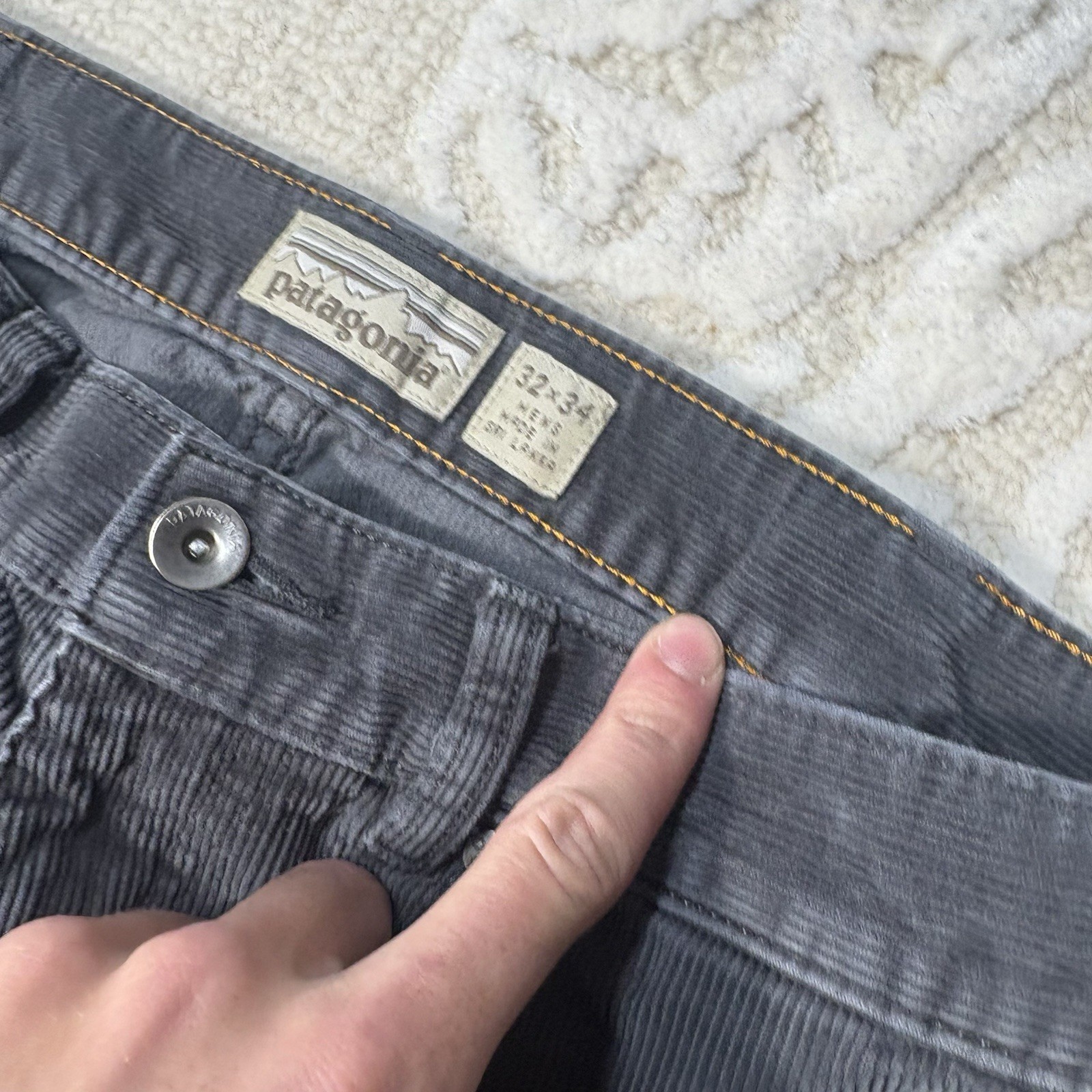 Patagonia Pants Mens 32x34 Gray Corduroy Organic Cotton Iron Clad thumbnail 3