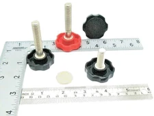 3/8" Fluted Thumb Screws /Rosette Hand Clamping Knobs /Red or Black/ USA /4 Pack