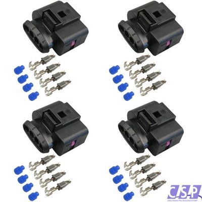 4x Stecker passt zu VW 1J0973724 Reparatursatz 4-pol Buchse 0,5²-1,00² Zündspule