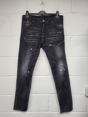 Disquared2 Black Denim Jeans Distressed Paint Splatter Herren Größe IT50 UK 40.PAC