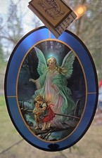 Vintage Gardian Angel, Children Crossing Bridge Oval Framed Sun Catcher Decor