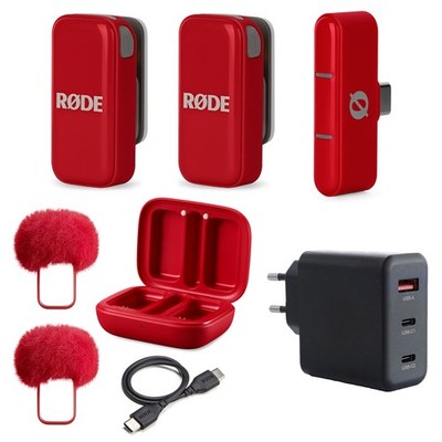 Rode Wireless Micro Mikrofon-System USB-C für Smartphones Rot mit Netzteil