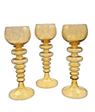 3 sehr alte Weingläser Kelch Römer Weinglas Glas Weinpokal amber antik 1175