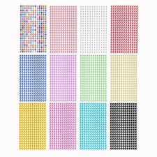 3120pcs 6mm Self-Adhesive Rhinestone Stickers Gem Jewels Colored
