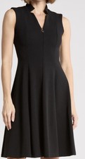 CALVIN KLEIN SLEEVELESS A- LINE DRESS, BLACK, SIZE 6, NWT