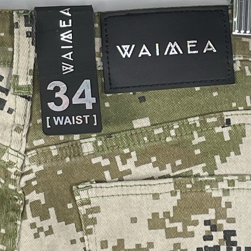 Waimea Stacked Fit Twill Cargo Jeans Green Digital Camo Flare Men 34x36 Stretch - Picture 16 of 19