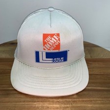 VTG The Home Depot Advertisement White Trucker Snapback Hat Rope Foam Vintage