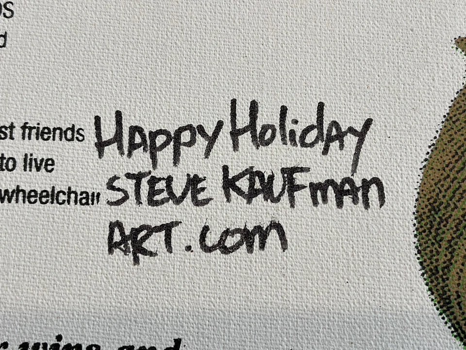 Steve Kaufman Signed $100 Bill Happy Holidays “Rebel With A Cause” Small Tear - Изображение 3 из 4