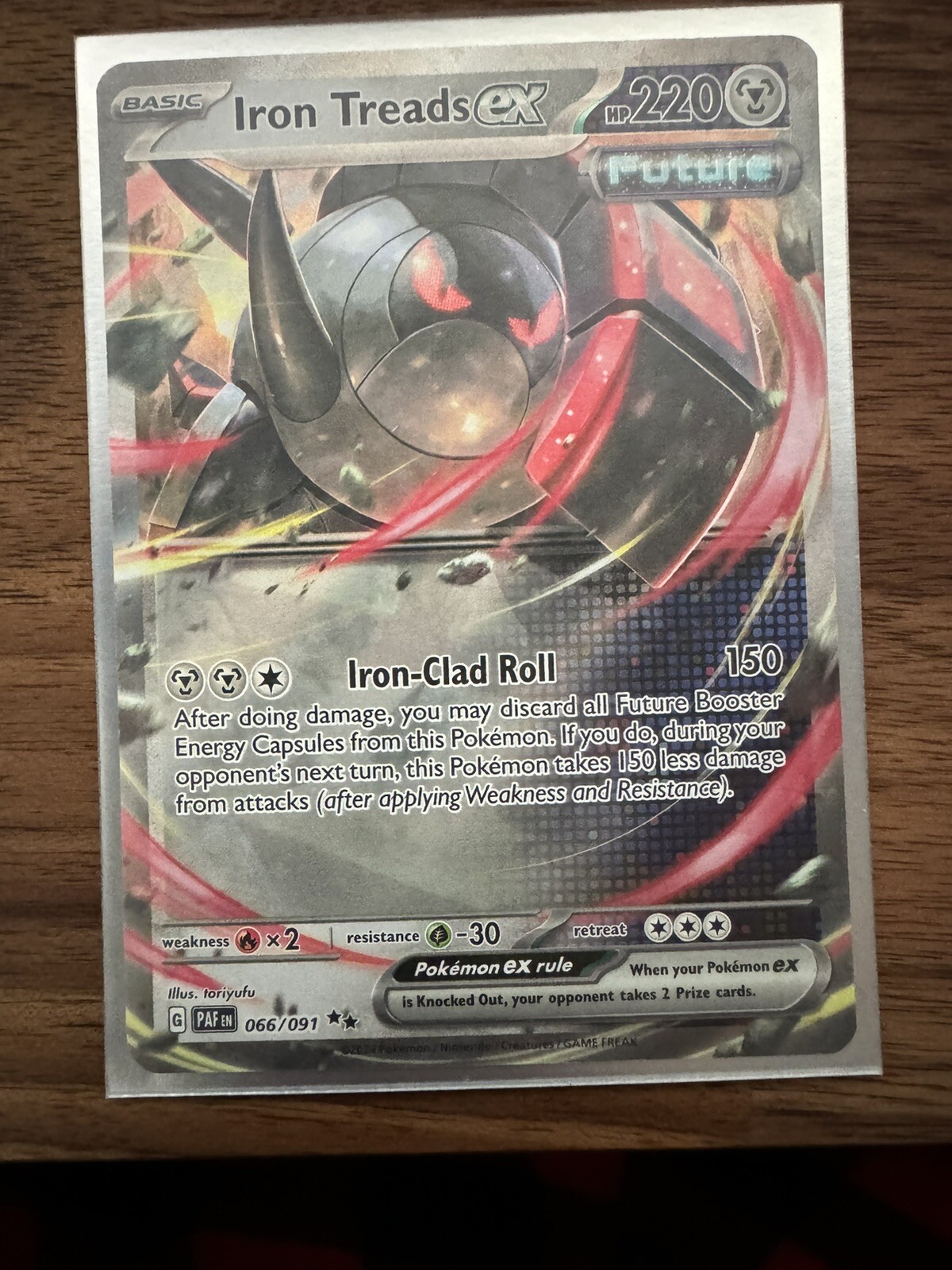 IRON TREADS EX 066/091 PALDEAN FATES POKEMON (DOUBLE RARE, NM)