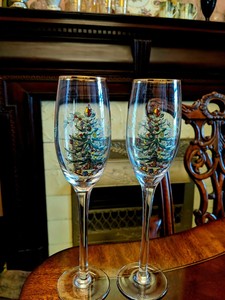 spode christmas tree champagne flutes