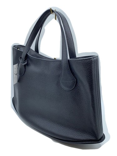 Bolso de Mano Delvaux Pin Cabas Cuero Grano Negro Perforado Ovalado Inferior Superior Bolso de Mano - Imagen 2 de 6