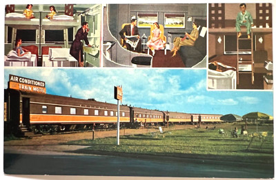 Vintage Postcard Sioux Chief Traintel Pullman Train-Motel Sioux Falls, S.D. B5