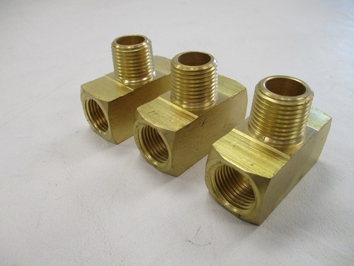 BRASS TEE FITTING W/ (1) MALE 3/4" OD & (2) FEMALE THREADS 3/4" ID (SET OF 3) - Picture 2 of 7