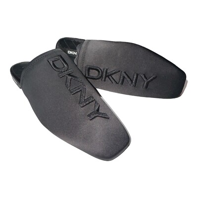 DKNY WOMENS Filli Flat Mule SLIDES K1132381 Satin Black