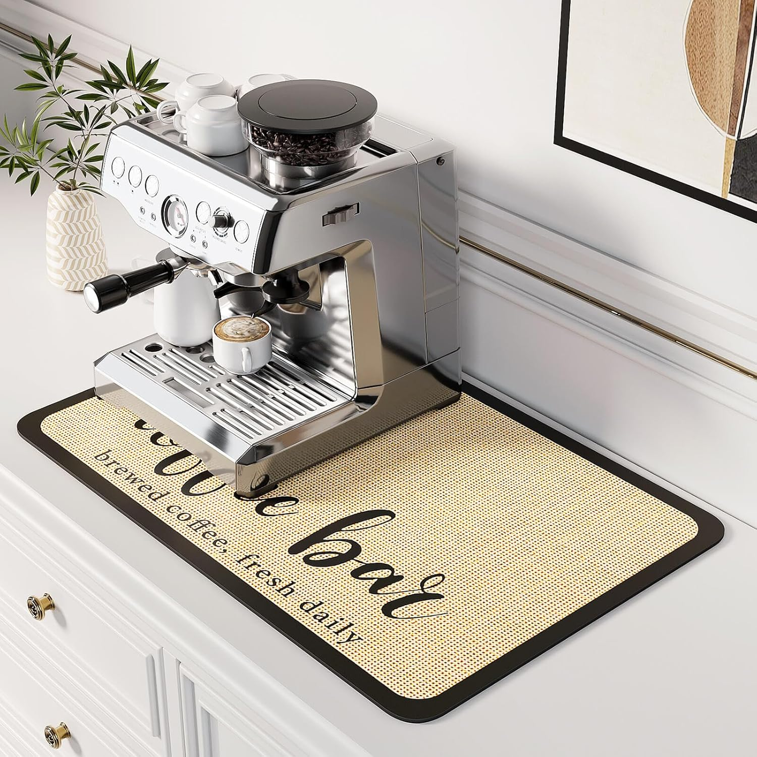 Spill-Proof 12x19 Coffee Mat with Rubber Backing and Quick Absorbency