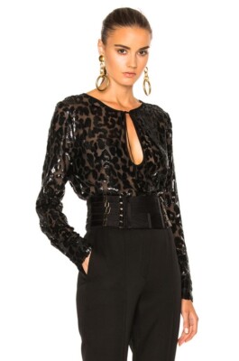NWT ALEXANDRE VAUTHIER Lurex Leopard Top in Black Size FR 40 $2520