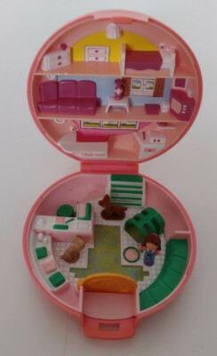 Vintage Polly Pocket 1989 Buttons' Animal Hospital Play Set Tiger Hund Fig. Tierarzt