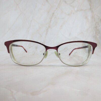 Max Mara MM 1306 QOA Eyeglasses Frame Womens Burgundy Half Rim Cat Eye 53-15-140