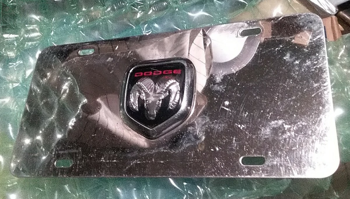 OEM Vintage 3D Dodge Truck RAM TOUGH Metal Car License Plate Tag 