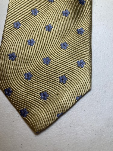 Brioni gold with blue flowers Woven silk tie - Picture 10 of 12