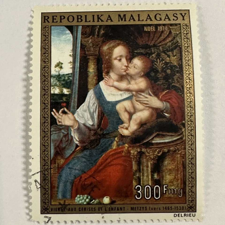 Madagascar 1974 Noel Arte Pintura Estampillas Postales Correo Aéreo Cristo Niño Jesús Foto 3 de 4