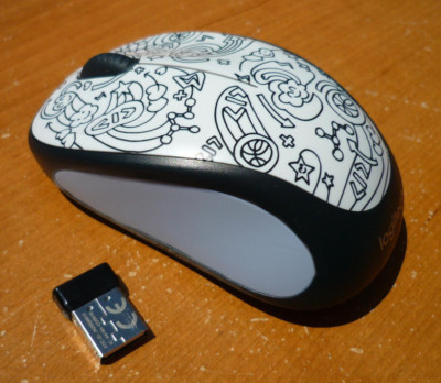 Logitech M317 M317C Wireless USB Mouse w/ Receiver Light Blue Brainstorm Custom