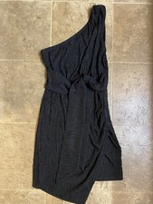Women’s Black Bodycon Dress One Shoulder Black Stretchy NEW SMALL