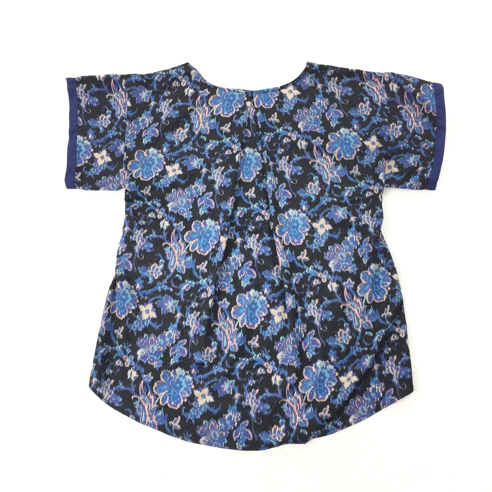 Collective Concepts Blouse Size Large Womens Blue Floral Print High Low Top L