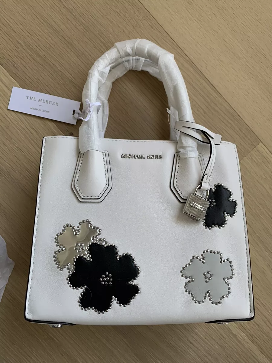 MICHAEL KORS Mercer Gallery Medium Optic White Leather Purse Tote Handbag  NWT