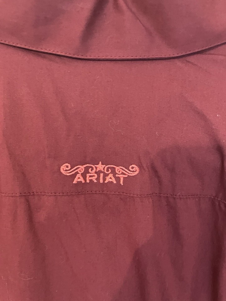 Ariat Team Kirby Straight Long Sleeve Embroidered Logo Shirt Zinfandel