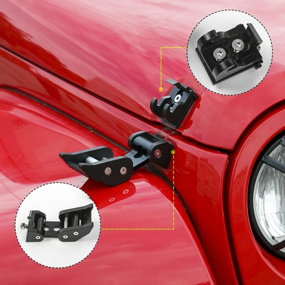 Metal Hood Catch Latches Lock Kit For jeep JK Wrangler Unlimited Accessories 07+ Foto 3 de 4