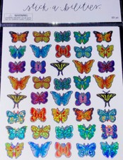 BUTTERFLY STICKERS "MULTICOLOR PRISIM LOOK" 80 TOTAL BUTTERFLIES