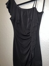 Black Sweet Storm One Shoulder Mini Dress Ruffle Juniors Size M Party Cocktail