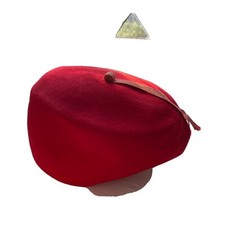 Henry Pollak for Ritz Vintage Red Beret Wool hat with ribbon.