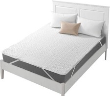 Quilted Fitted Mattress Pad Waterproof Fitted Sheet Mattress Protector with H...