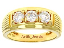 Moissanite Mit 14K Vergoldetem Silberring Für Herren #849