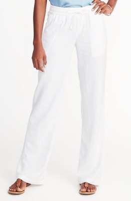 Old Navy Black Mid-Rise Soft Wide-Leg Linen-Blend Pants ~ NWT Medium