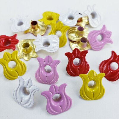 20 Tulip Eyelets Flowers Handmade Cards Scrapbooking Crafts Stamping Paper Art