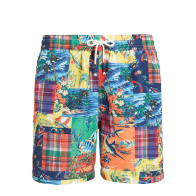 NWT Polo Ralph Lauren HERITAGE PATCHWORK Traveller Swim Trunks Bathing Suit