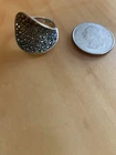 Vintage 925 Sterling Silver Marcasite Shoehorn Design Ring Size 7