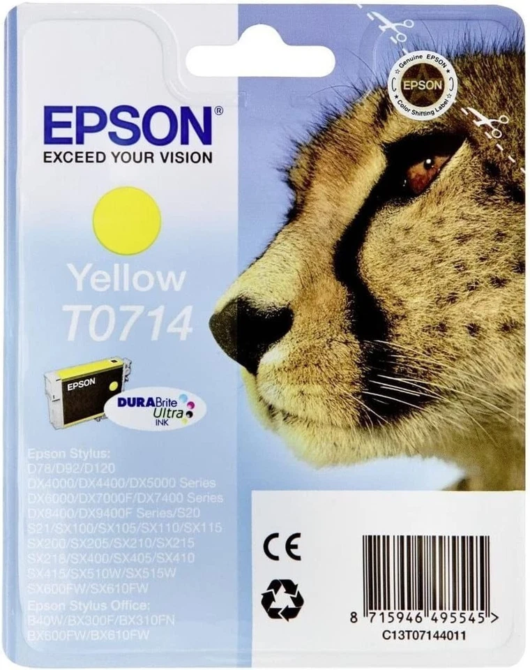 CARTUCCIA EPSON T0711 T0712 T0713 T0714 T0715 GHEPARDO ORIGINALE - MULTIPACK COL - Immagine 3 di 4