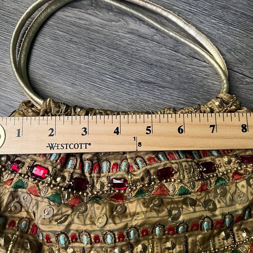 Two's Company Handtasche/Handtasche - bestickt Perlen Schmuck Gold Doppelgriff - Bild 6 von 16