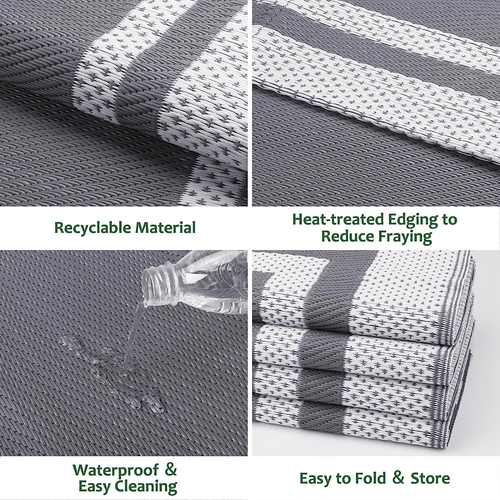 Outdoor Rug Reversible Portable Plastic Straw Camping Rugs for outside Rv,Large - Picture 4 of 12